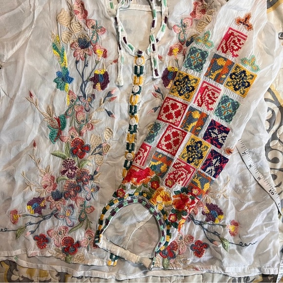 Johnny Was Nikolita Embroidered Blouse BOHO White Top, XS - Picture 10 of 10